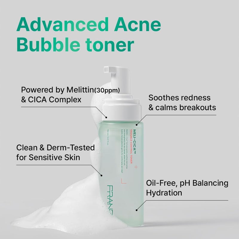 FRANZ Soothing Bubble Toner | Korean Skincare Acne Toner with CICA & Melittin | Calming & Redness Relief Formula | pH 6.0~6.5 Balancing & Oil Control for Sensitive, Acne-Prone Skin - Image 3